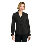 NEW SEI Brooks Brothers® Women’s Long Sleeve Ruffle Collar Blouse - Black