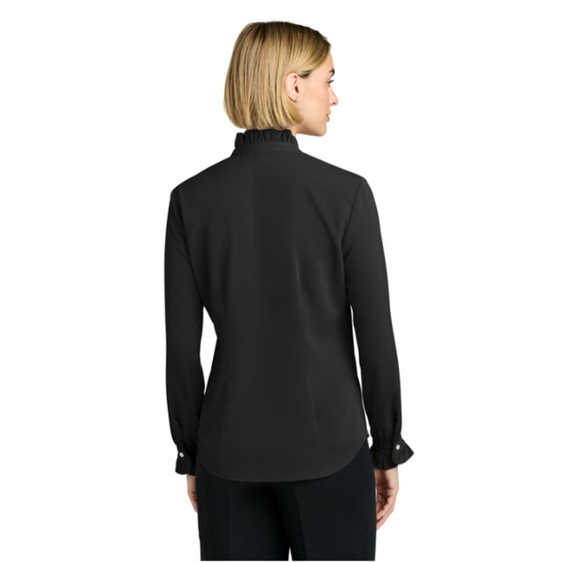 NEW SEI Brooks Brothers® Women’s Long Sleeve Ruffle Collar Blouse - Black