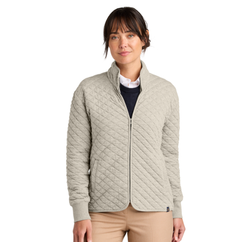 NEW SEI Brooks Brothers® Women’s Diamond Quilt Full-Zip - Oatmeal Heather
