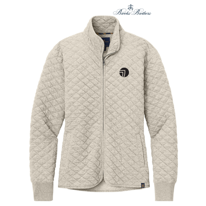 NEW SEI Brooks Brothers® Women’s Diamond Quilt Full-Zip - Oatmeal Heather