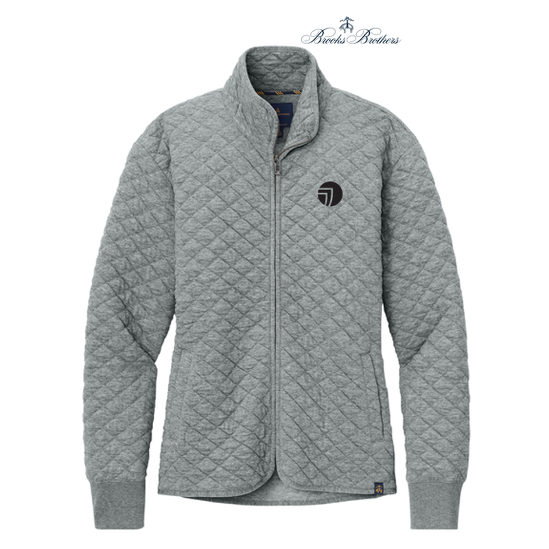 NEW SEI Brooks Brothers® Women’s Diamond Quilt Full-Zip - Light Shadow Grey Heather