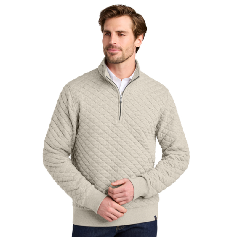 NEW SEI Brooks Brothers® Diamond Quilt 1/4-Zip - Oatmeal Heather
