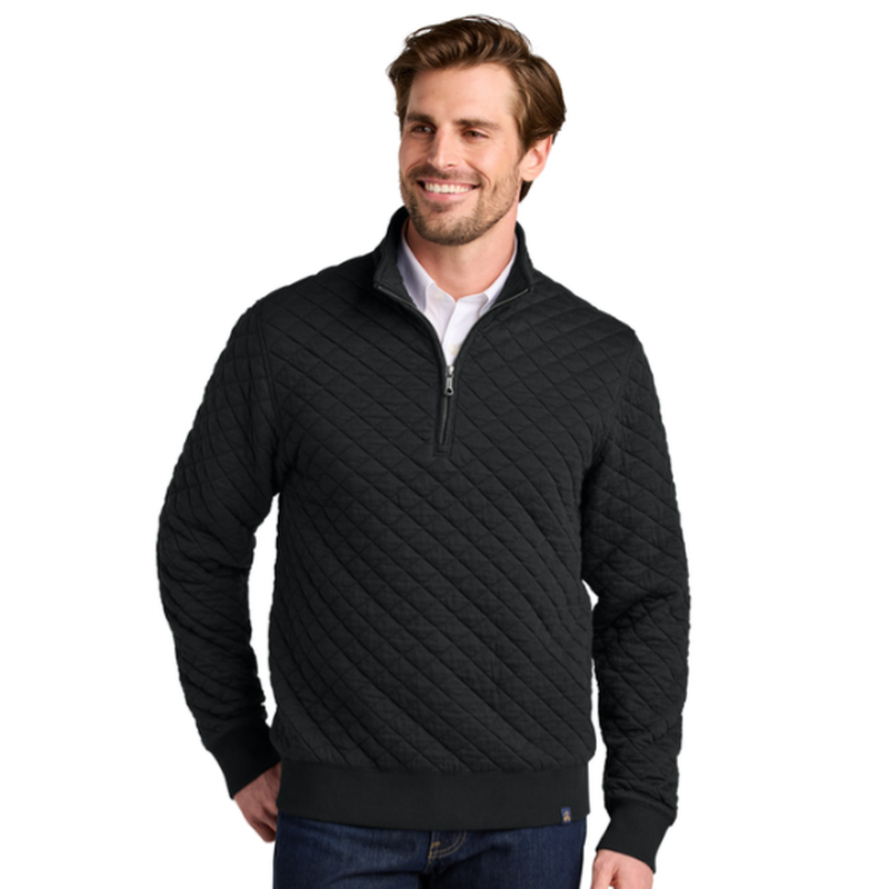 NEW SEI Brooks Brothers® Diamond Quilt 1/4-Zip - Deep Black