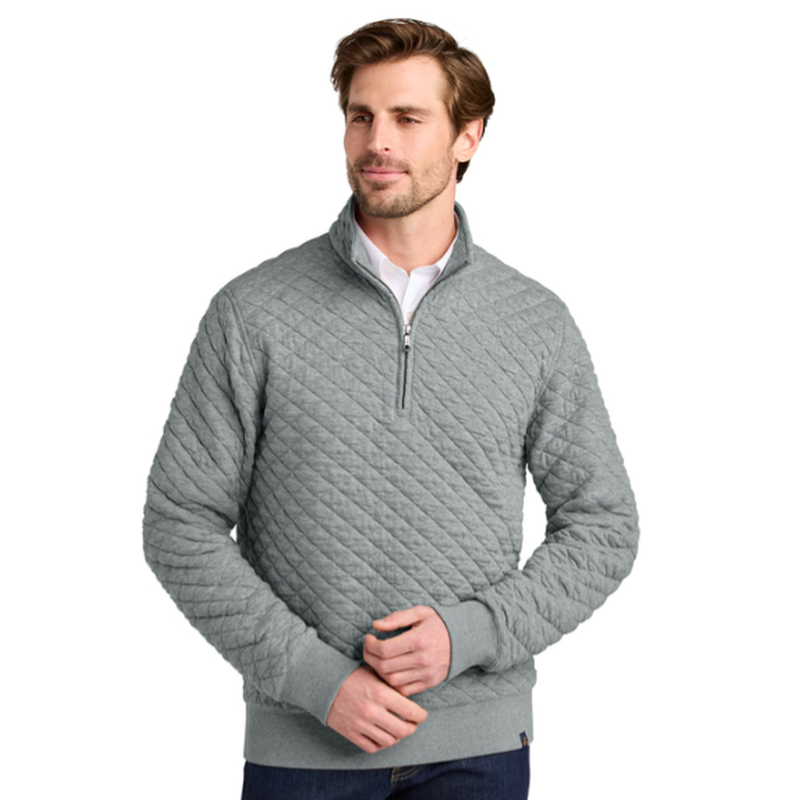 NEW SEI Brooks Brothers® Diamond Quilt 1/4-Zip - Light Shadow Grey Heather