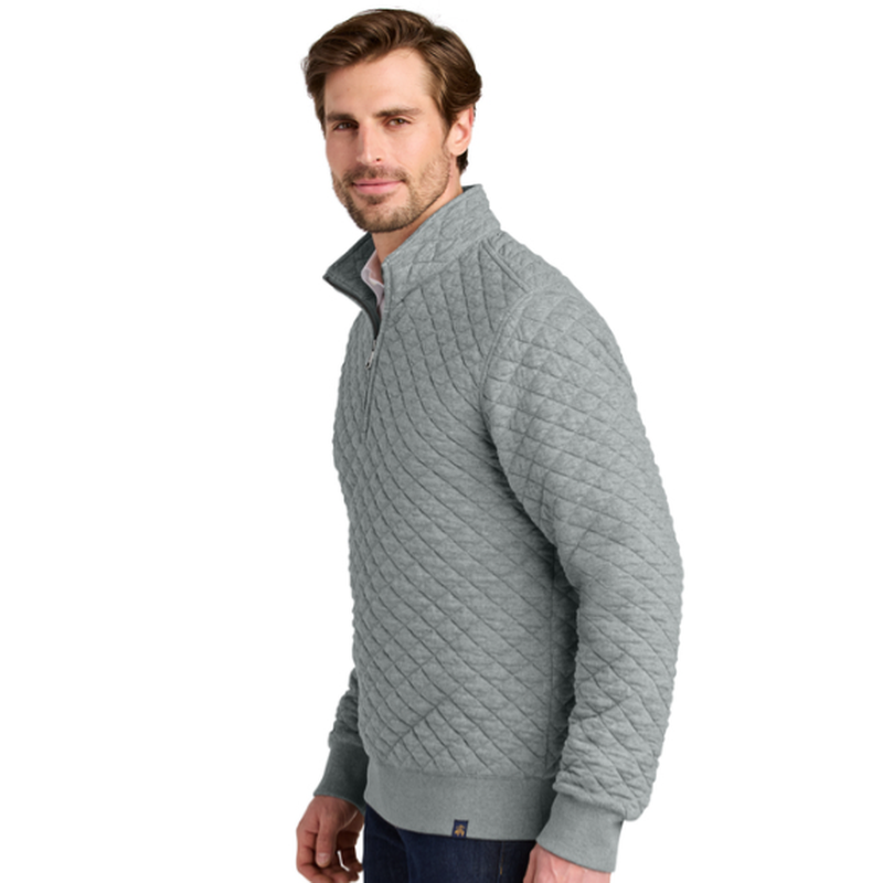 NEW SEI Brooks Brothers® Diamond Quilt 1/4-Zip - Light Shadow Grey Heather