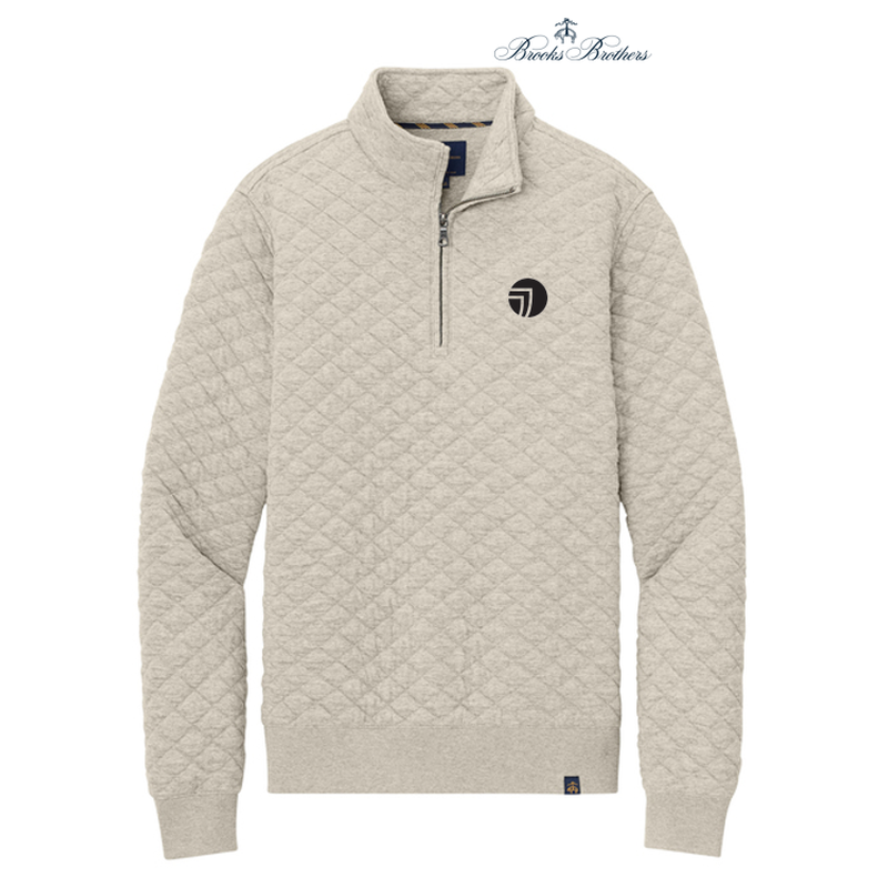 NEW SEI Brooks Brothers® Diamond Quilt 1/4-Zip - Oatmeal Heather