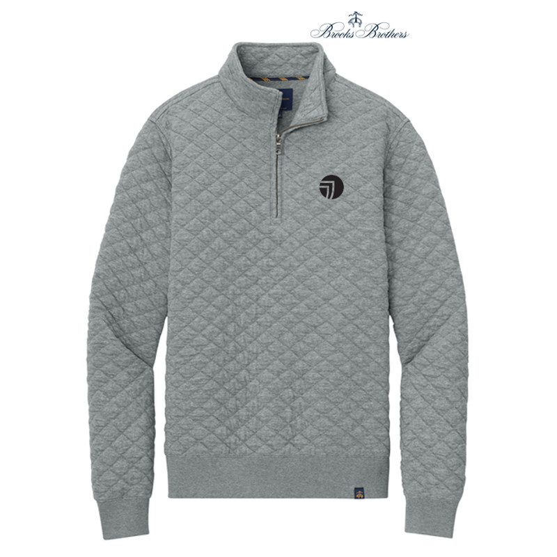 NEW SEI Brooks Brothers® Diamond Quilt 1/4-Zip - Light Shadow Grey Heather