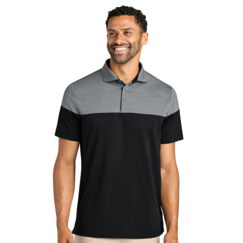 NEW SEI TravisMathew Onward Colorblock Polo - Quiet Shade Grey Heather/Black