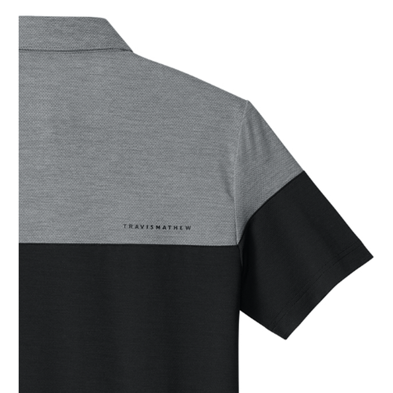 NEW SEI TravisMathew Onward Colorblock Polo - Quiet Shade Grey Heather/Black