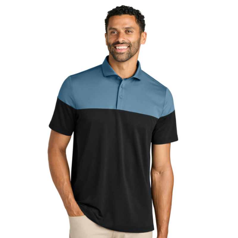 NEW SEI TravisMathew Onward Colorblock Polo - Copen Blue/Black