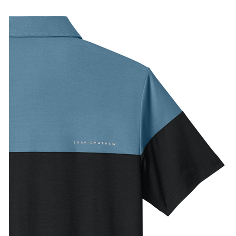 NEW SEI TravisMathew Onward Colorblock Polo - Copen Blue/Black