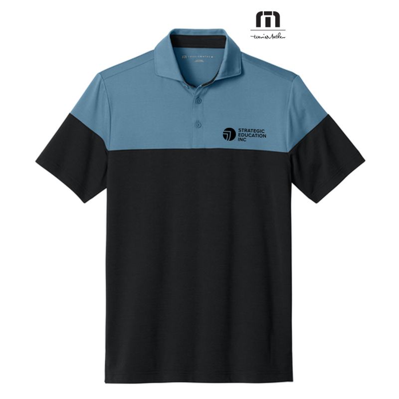 NEW SEI TravisMathew Onward Colorblock Polo - Copen Blue/Black