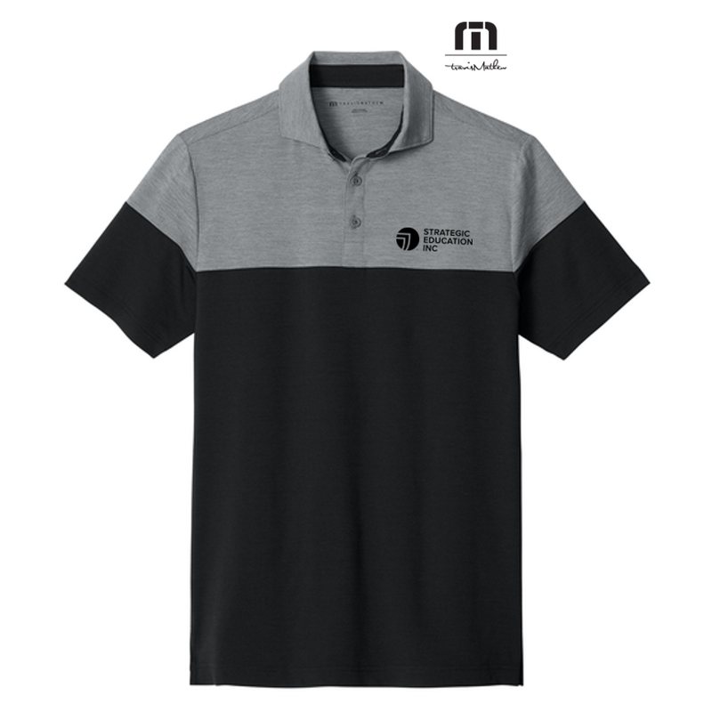 NEW SEI TravisMathew Onward Colorblock Polo - Quiet Shade Grey Heather/Black