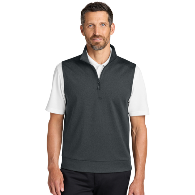 NEW SEI Port Authority® C-FREE® Double Knit 1/4-Zip Vest - Grey Steel Heather