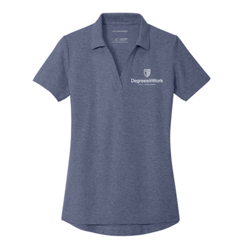 T4G Port Authority® Women's C-FREE® Cotton Blend Pique Polo - Navy Heather
