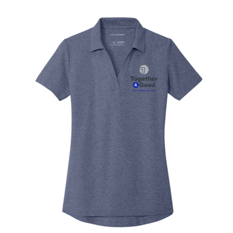 T4G Port Authority® Women's C-FREE® Cotton Blend Pique Polo - Navy Heather