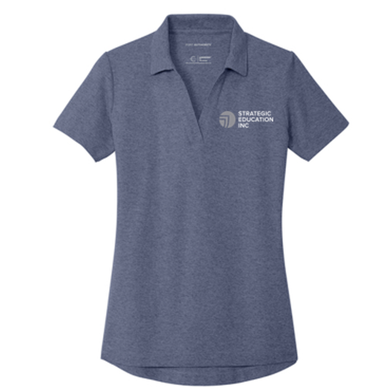 T4G Port Authority® Women's C-FREE® Cotton Blend Pique Polo - Navy Heather