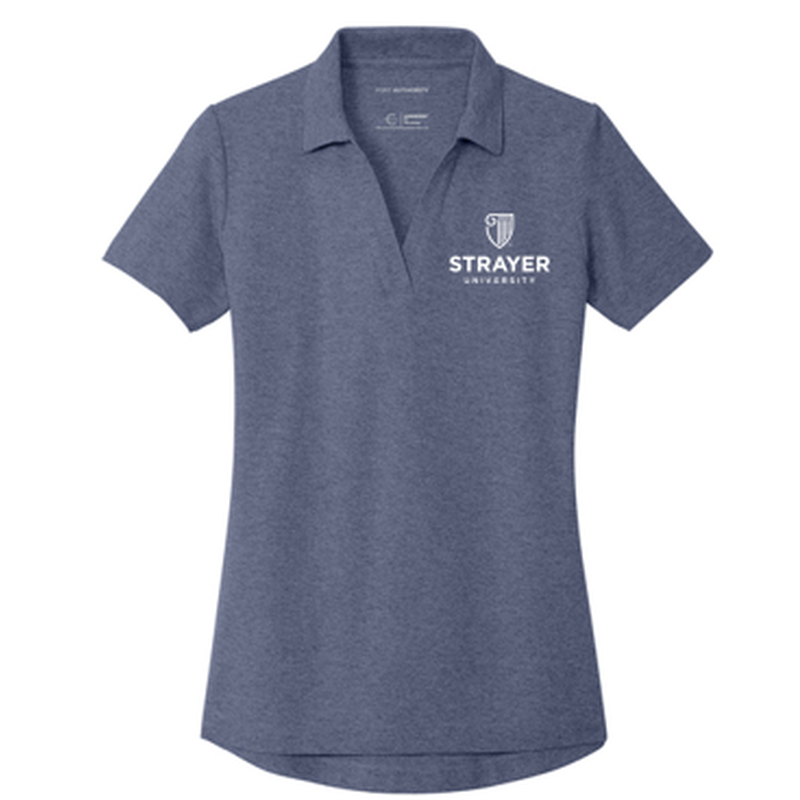 T4G Port Authority® Women's C-FREE® Cotton Blend Pique Polo - Navy Heather
