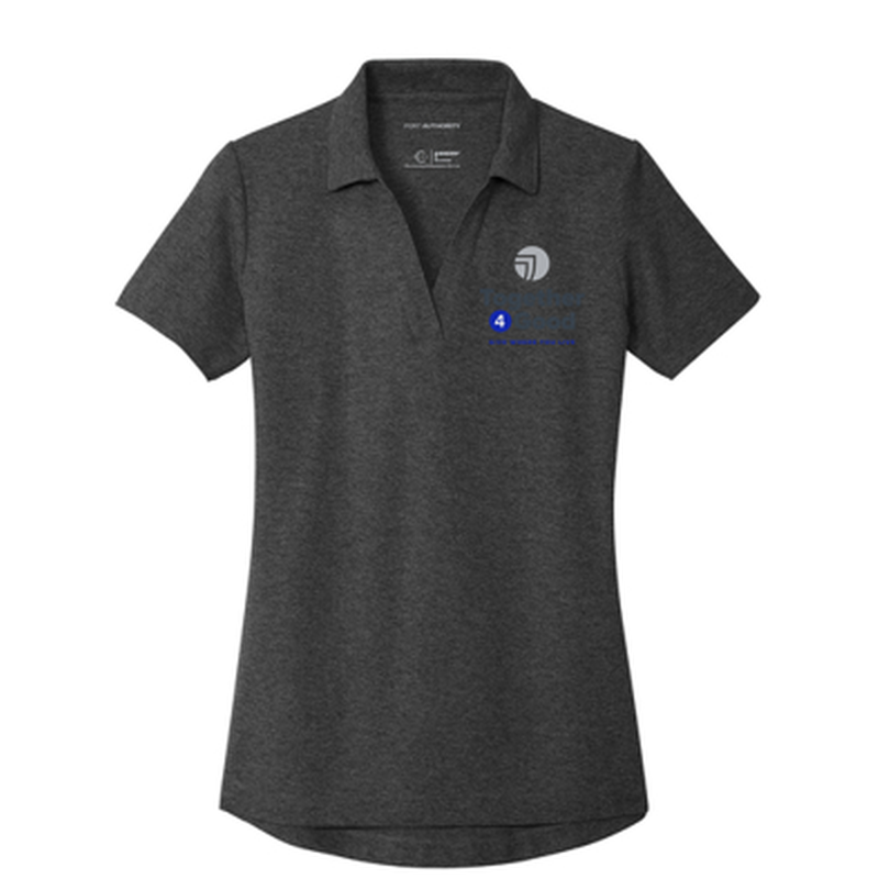T4G Port Authority® Women's C-FREE® Cotton Blend Pique Polo - Charcoal Heather