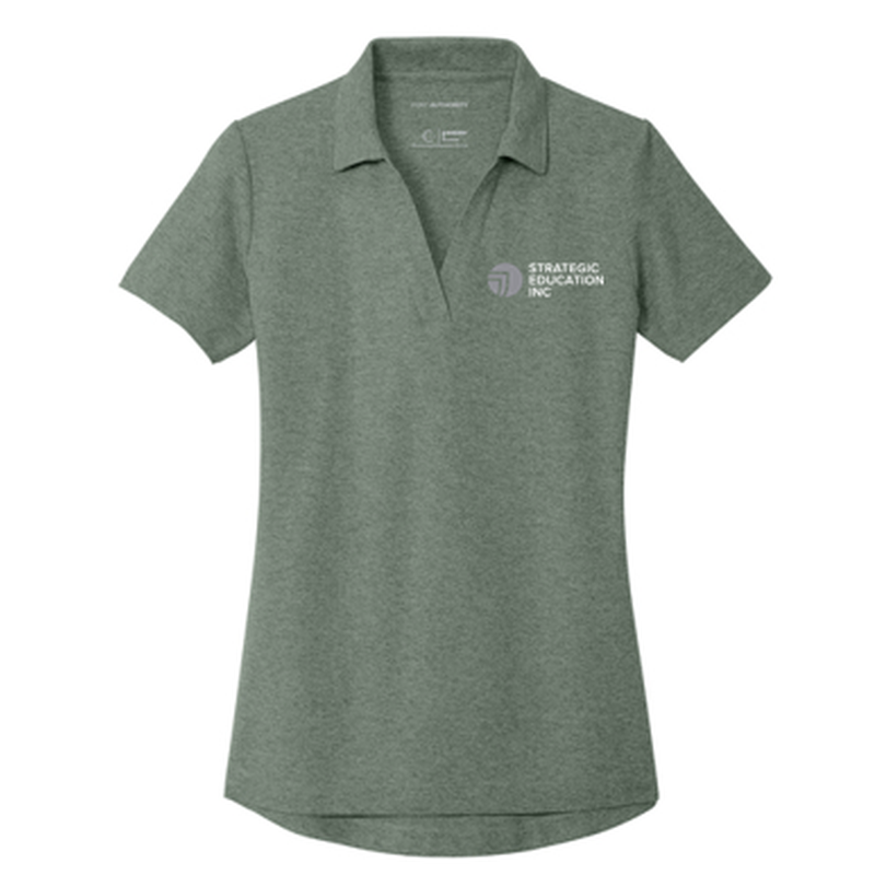 T4G Port Authority® Women's C-FREE® Cotton Blend Pique Polo - Dark Green Heather