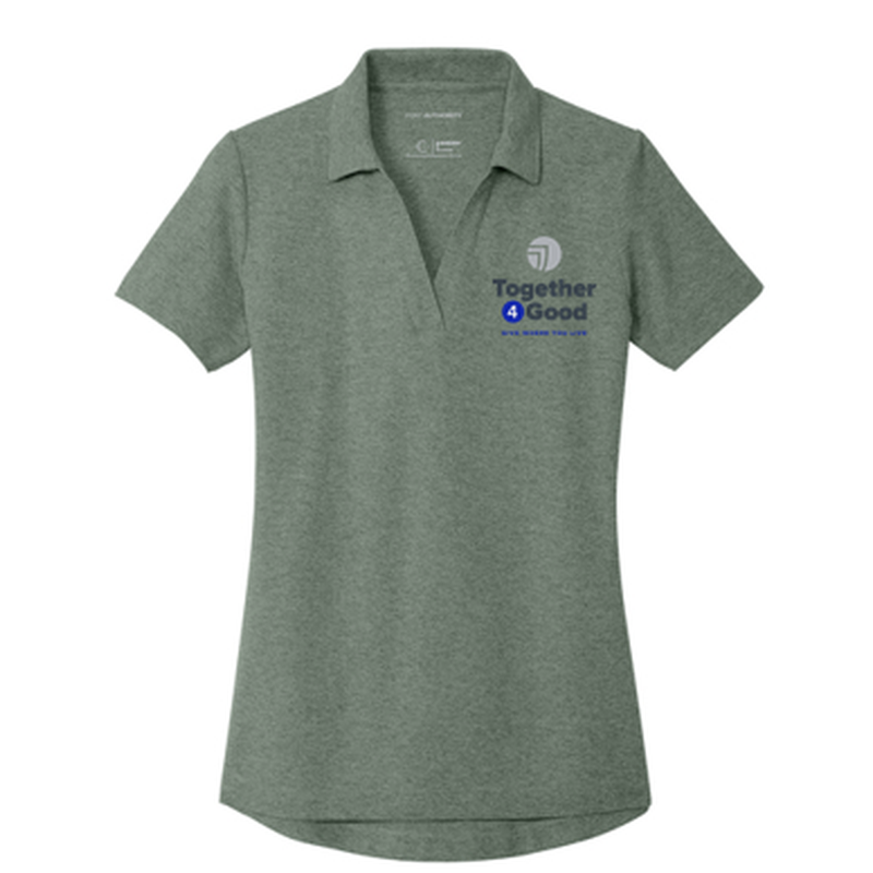 T4G Port Authority® Women's C-FREE® Cotton Blend Pique Polo - Dark Green Heather
