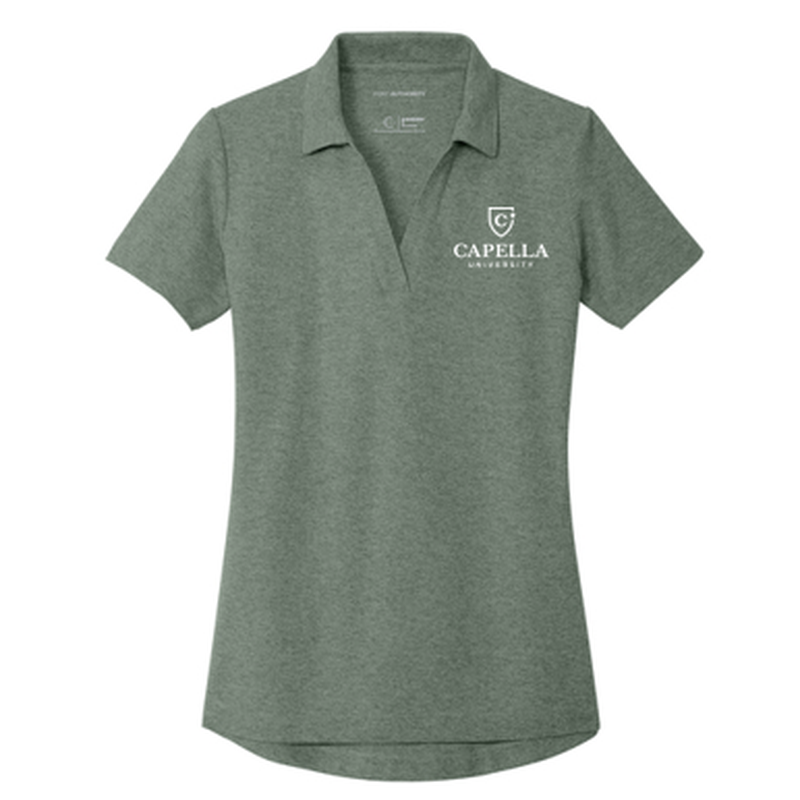 T4G Port Authority® Women's C-FREE® Cotton Blend Pique Polo - Dark Green Heather