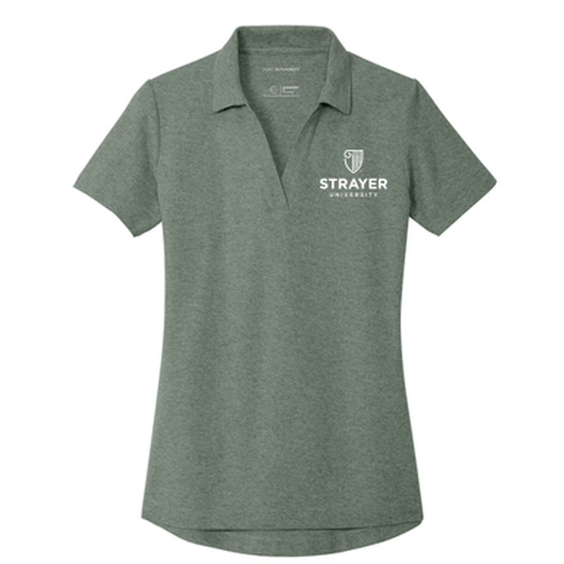 T4G Port Authority® Women's C-FREE® Cotton Blend Pique Polo - Dark Green Heather