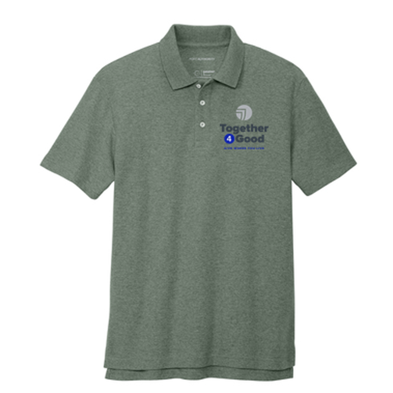 T4G Port Authority® C-FREE ® Cotton Blend Pique Polo - Dark Green Heather