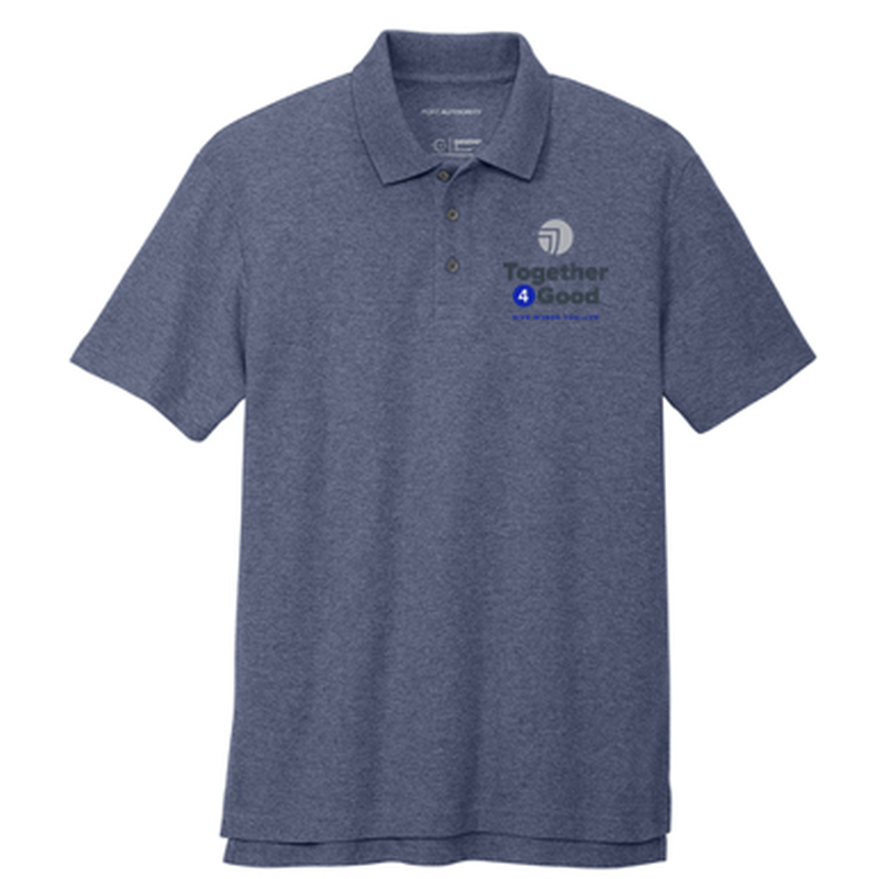 T4G Port Authority® C-FREE ® Cotton Blend Pique Polo - Navy Heather