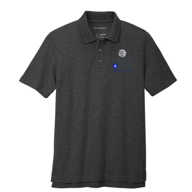 T4G Port Authority® C-FREE ® Cotton Blend Pique Polo - Charcoal Heather