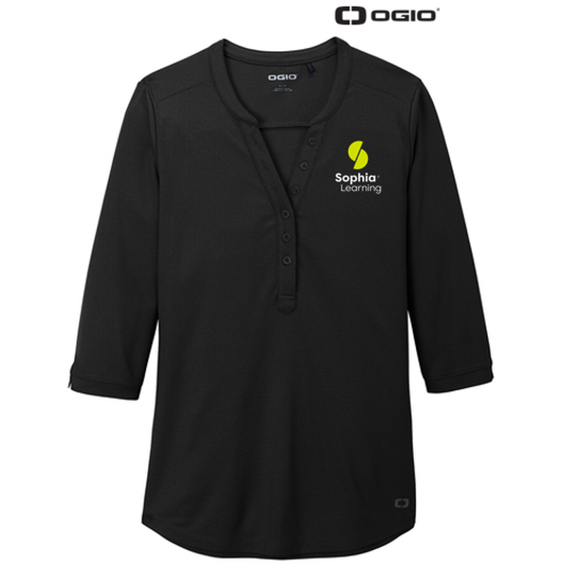 SOPHIA OGIO ® Ladies Jewel Henley - BLACK