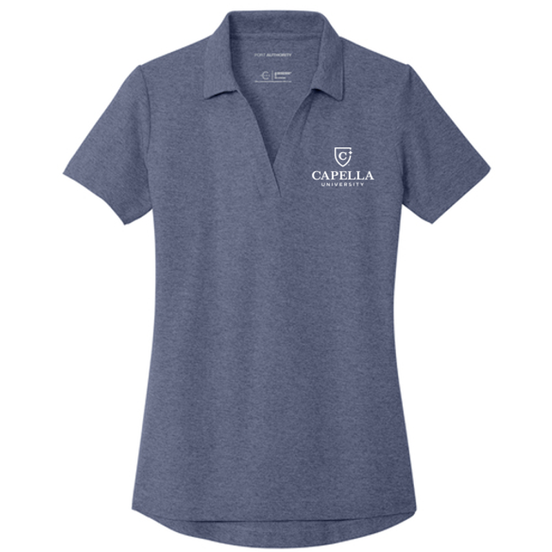 T4G Port Authority® Women's C-FREE® Cotton Blend Pique Polo - Navy Heather