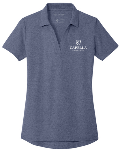 T4G Port Authority® Women's C-FREE® Cotton Blend Pique Polo - Navy Heather