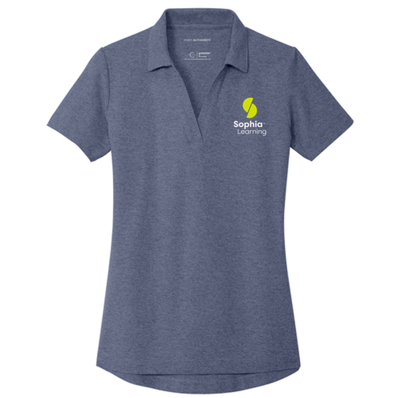 T4G Port Authority® Women's C-FREE® Cotton Blend Pique Polo - Navy Heather