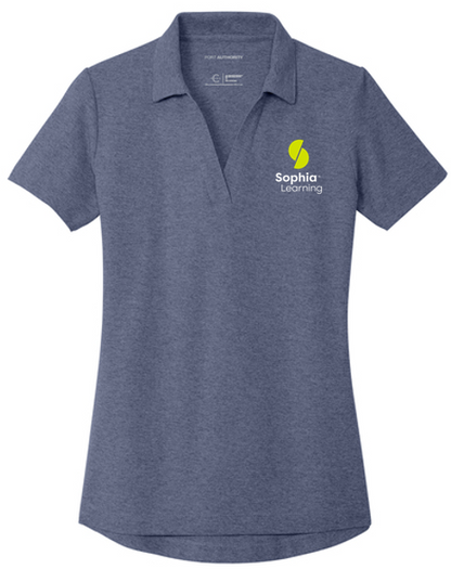 T4G Port Authority® Women's C-FREE® Cotton Blend Pique Polo - Navy Heather