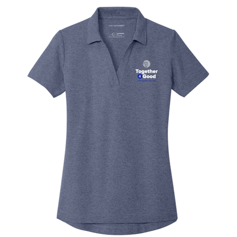 T4G Port Authority® Women's C-FREE® Cotton Blend Pique Polo - Navy Heather