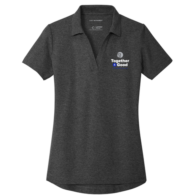 T4G Port Authority® Women's C-FREE® Cotton Blend Pique Polo - Charcoal Heather