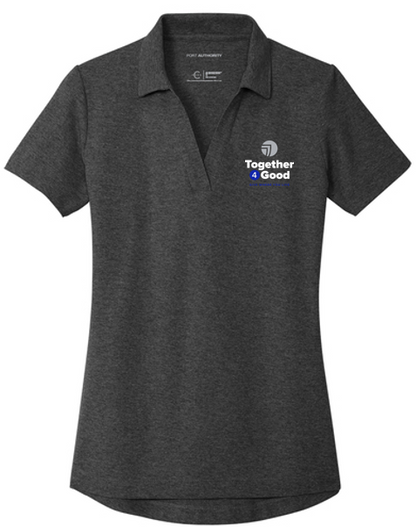 T4G Port Authority® Women's C-FREE® Cotton Blend Pique Polo - Charcoal Heather