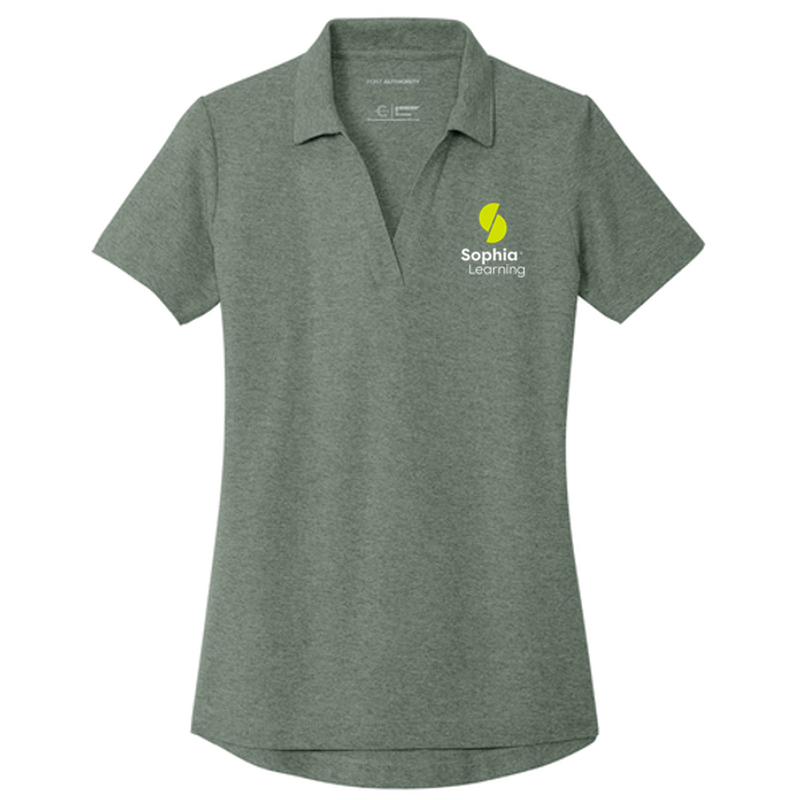 T4G Port Authority® Women's C-FREE® Cotton Blend Pique Polo - Dark Green Heather