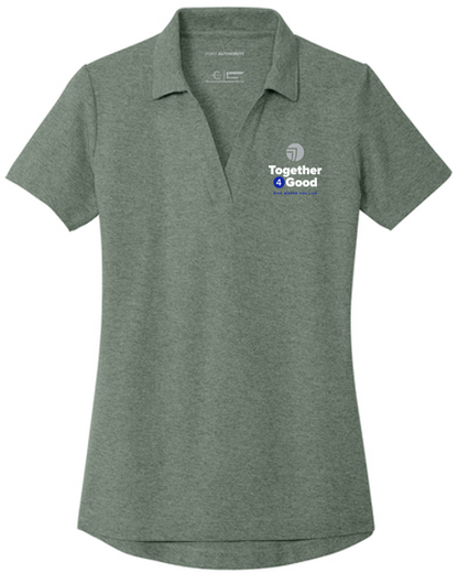 T4G Port Authority® Women's C-FREE® Cotton Blend Pique Polo - Dark Green Heather