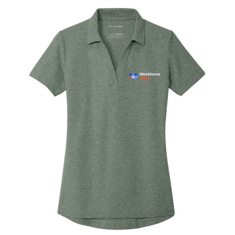 T4G Port Authority® Women's C-FREE® Cotton Blend Pique Polo - Dark Green Heather