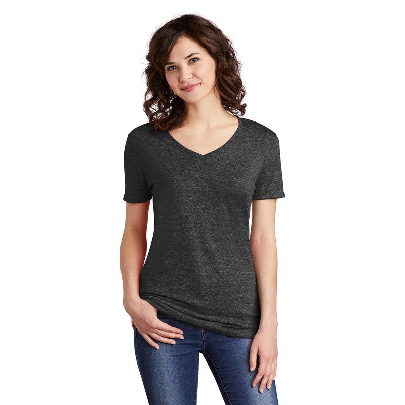 NEW SEI-JERZEES ® Ladies Snow Heather Jersey V-Neck T-Shirt-Black Ink