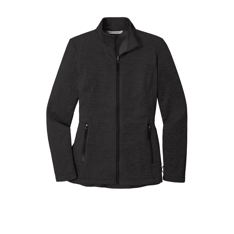 SEI Ladies Collective Striated Fleece Jacket-Deep Black Heather